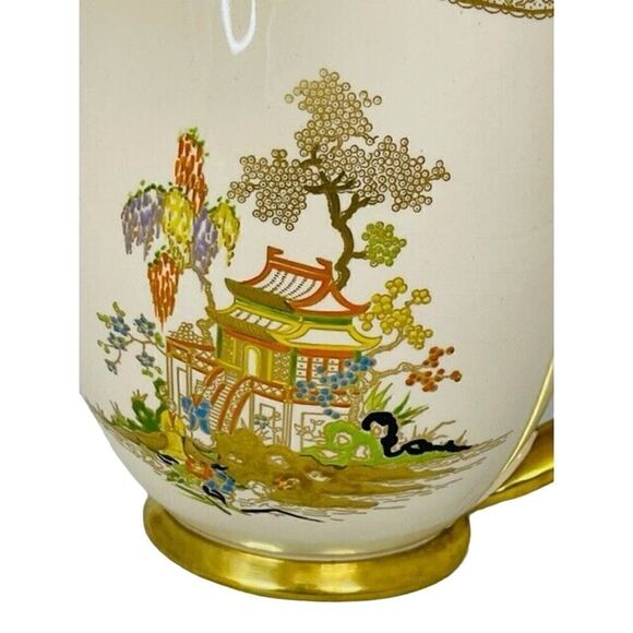 Vintage 1940's Carlton Ware Pink Royale #1676 Pagoda Water Pitcher 7" - Picture 2 of 8
